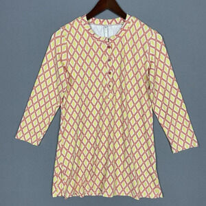 Lulu B Tunic Top Women Size Small Nylon Stretch 3/4 Sleeve Henley Resort Wear